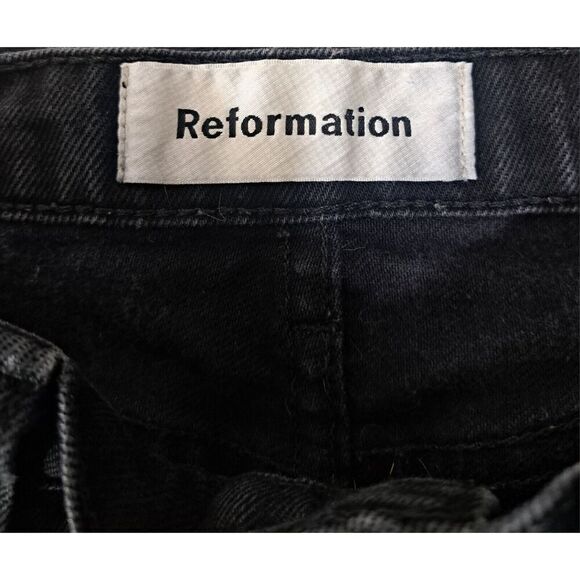 Reformation Jeans Womens Size 26 JORDI KICK FLARE offblack Button Fly Jean - Picture 4 of 9